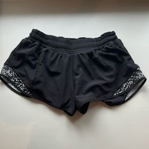 Black and White LULULEMON running shorts